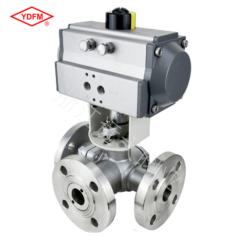 气动法兰三通球阀